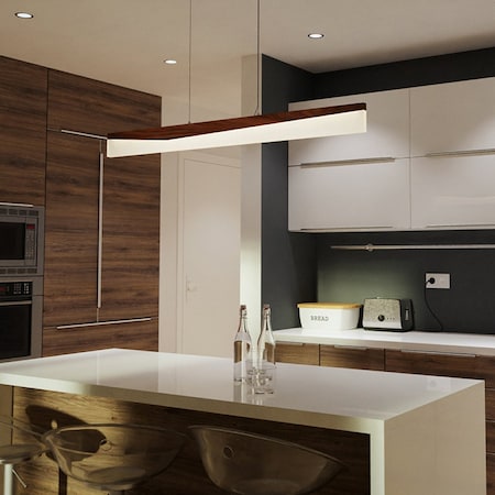 Euri Lighting Artisan Wood Collection Smoke Reflection 20-Watt 4 ft. Linear Pendant EWD4-20W113W